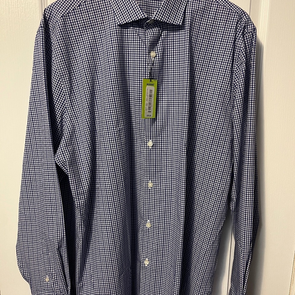 Murano men’s dress shirt XL blue plaid